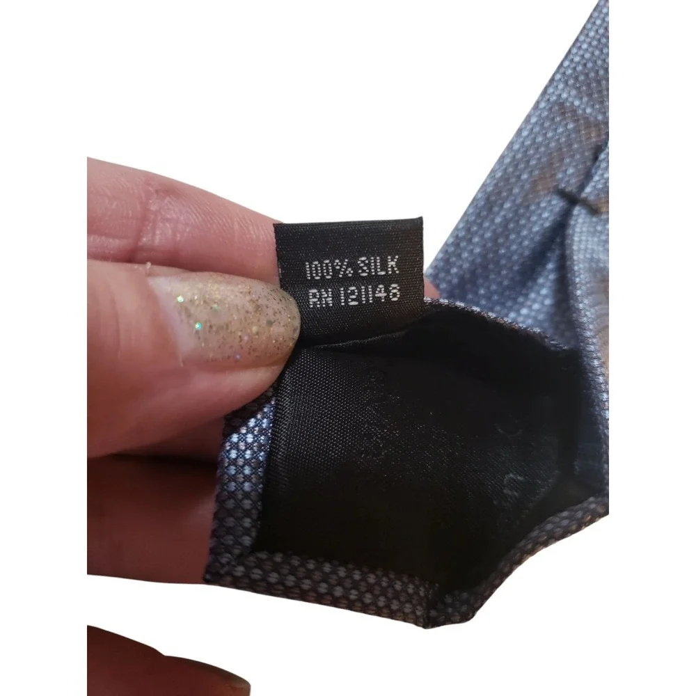 Calvin Klein Mens Tie Necktie Designer‎ Luxury Blue Gray Pin Dot Business Suit
